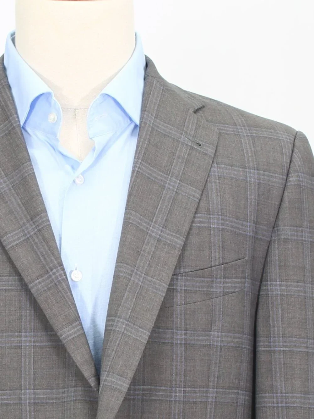 Joseph Abboud 44S 39x29 Brown Full Suit 2-Button Check R930